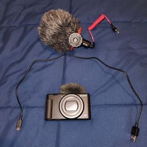 Black Sony ZV1 vlogging camera with mic